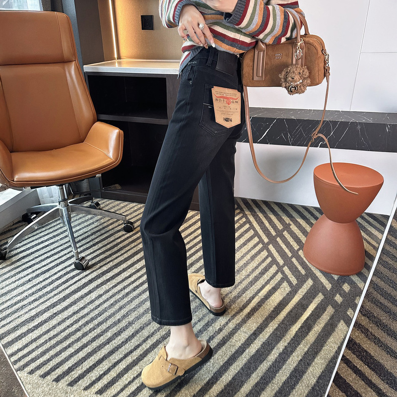 Straight Leg Secrets! ~ High-Waisted Narrow Baguette Jeans for Women 25 Autum New Style Petite Nine-Point Straight Pants