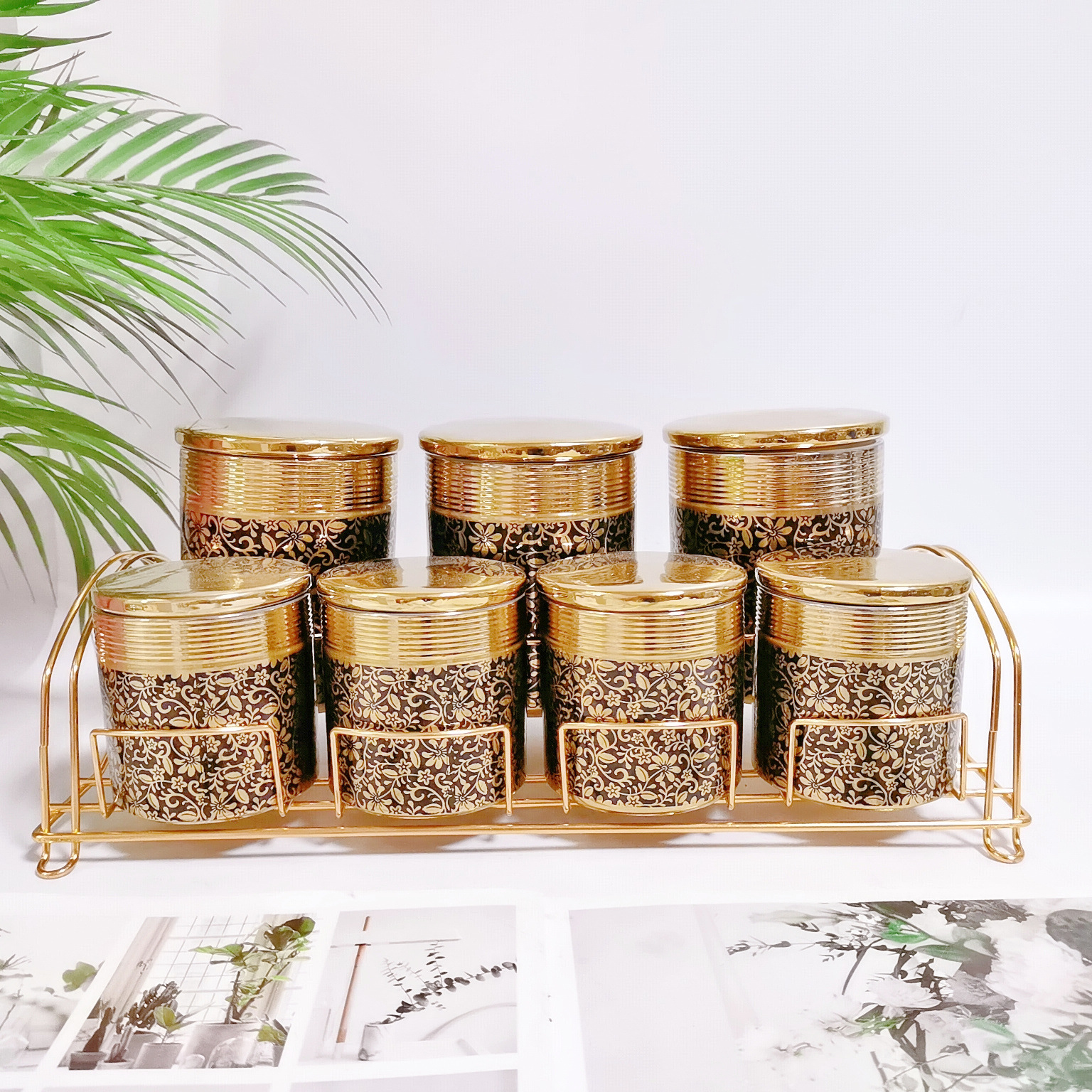 Comercio exterior transfronterizo de cerámica sellada tarro cocina almacenamiento condimento tarro multi-grano de almacenamiento de dulces tarro café té tarro traje