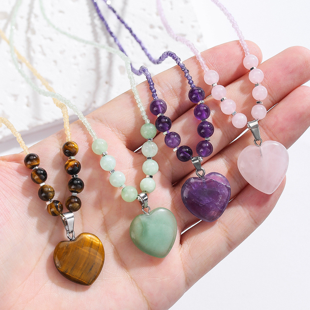Cross-Border Popular Natural Crystal Necklace, Amethyst Small Bead Clavicle Chain, Bohemian Beaded Necklace Jewelry Wholesale