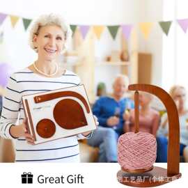 跨境木质可旋转线轴架磁吸式手工编织心形毛线架实木毛线轴转动架