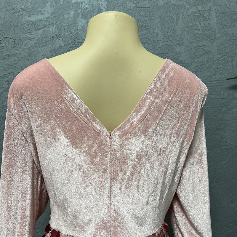 Damenbekleidung Mode schlanke Samt Pailletten Abendkleid Kleid_voghion.com