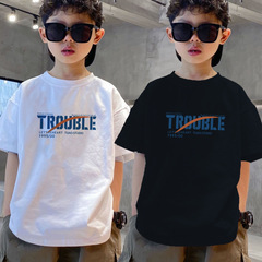 Children's Loose Cotton T-shirt Short Sleeve for Big Kids Summer Korean Style Kids Clothing 6-12 Years Old Trendy Summer Outfit Stylish