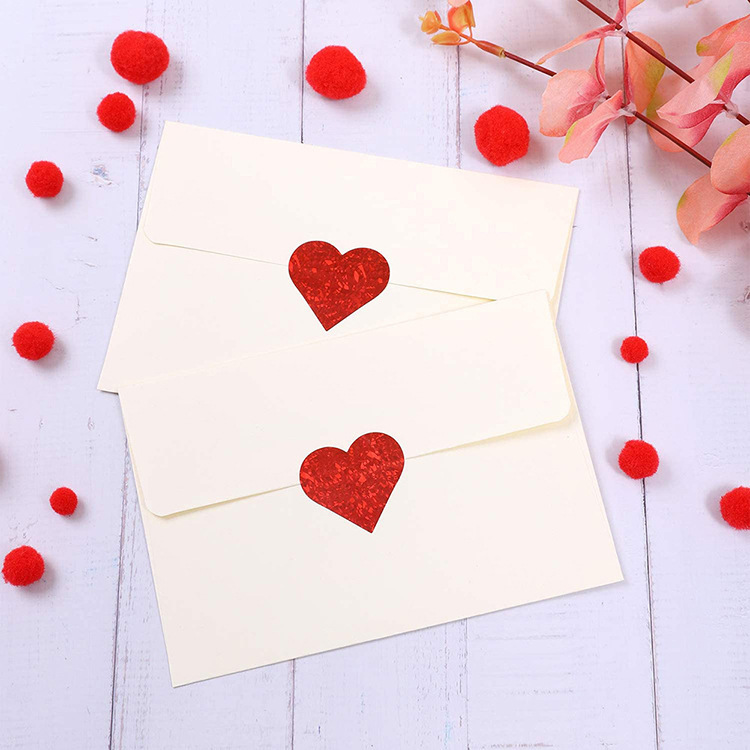 Red Heart Pattern Valentine's Day Gift Self-adhesive Label Sticker