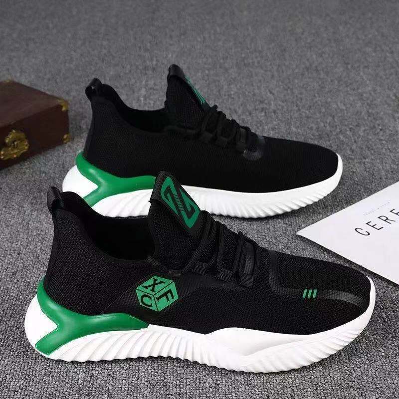 廠家新款男士休閒鞋透氣運動跑步鞋軟底舒適輕便飛織布鞋一件代發