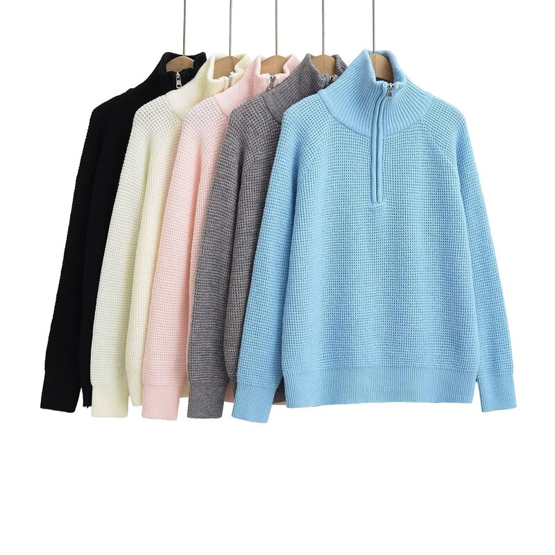 Relaxed Old Money Style Waffle Casual Comfortable Three-Piece Set for Women: Stand Collar Knitted Top + Straight Shorts + Long Pants
