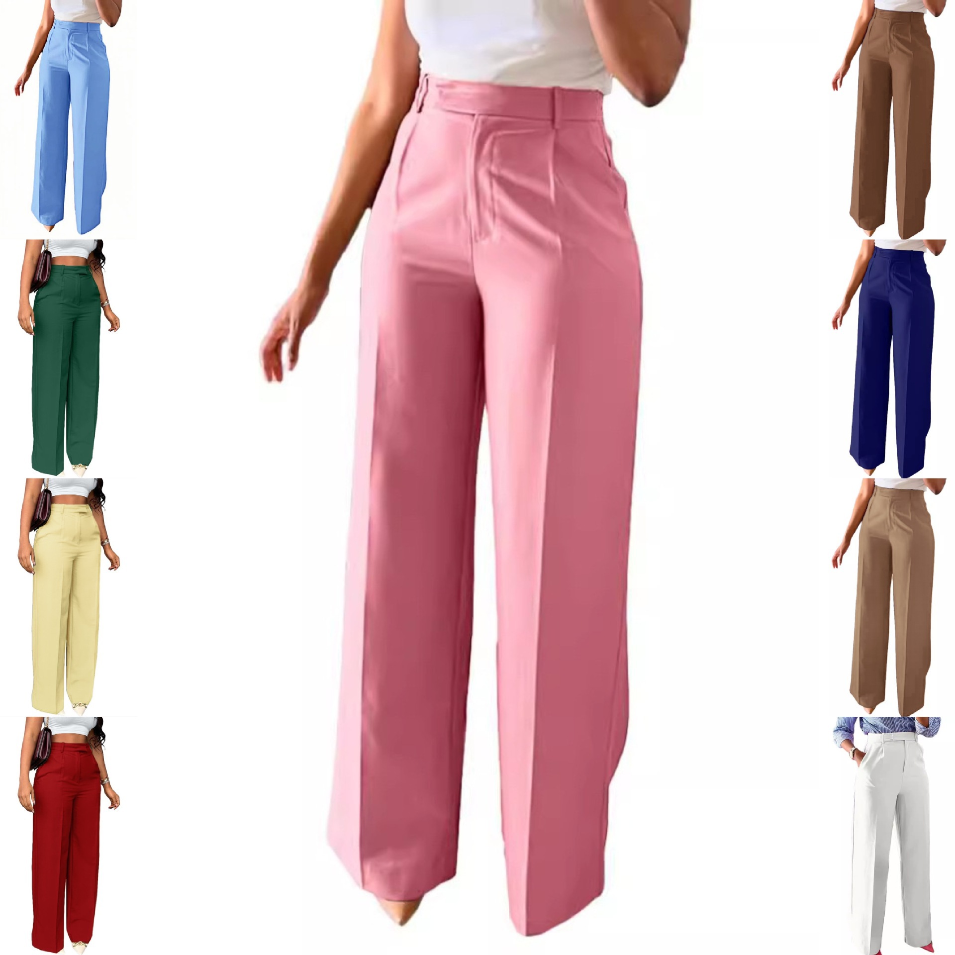 Europa, América, Amazon, nuevos viajeros transfronterizos, pantalones de pierna recta de cintura alta, pantalones de vestir, trajes casuales, pantalones largos, mujeres