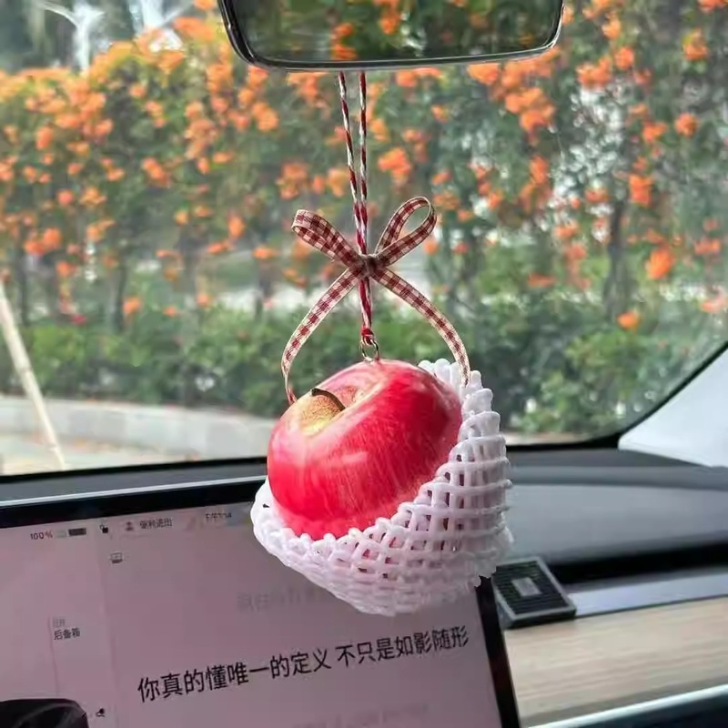 ∅ ビッグアップルペンダント 車のペンダント 車のペンダント DIY 車の装飾 赤いリボン かわいいギフト|undefined