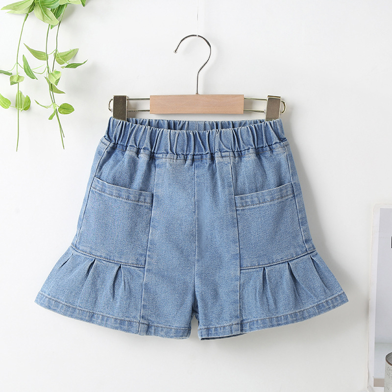 女童牛仔短裤夏2021新款中大童女童喇叭裤儿童短裤夏韩版女童短裤|ms