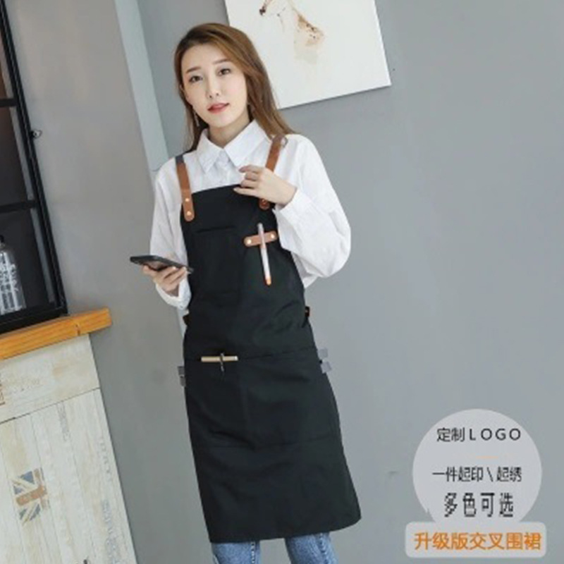 Comercio exterior estilo coreano lienzo delantal restaurante leche té tienda café ropa de trabajo casa cocina Correa delantal al por mayor