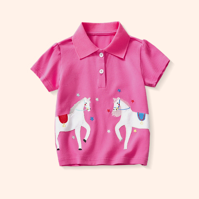 2025 verano nuevo estilo de dibujos animados para niños de manga corta camisa de polo para niñas moda casual de manga corta ropa para niños