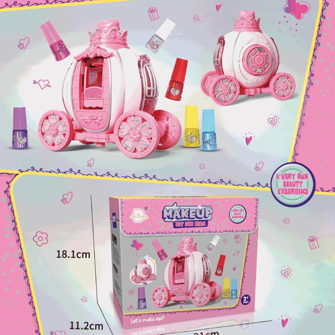 Transfronterizos niños simulación de joyas de maquillaje esmalte de uñas casa maquillaje lápiz labial caja de mano mesa de maquillaje juguetes