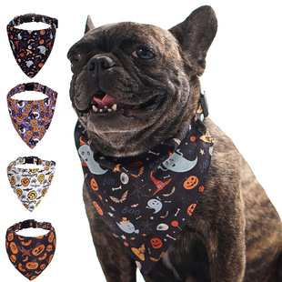 2025 Cross-Border New Pet Supplies Halloween Dog Saliva Towel Collar Cat Triangle Towel Bib in Stock