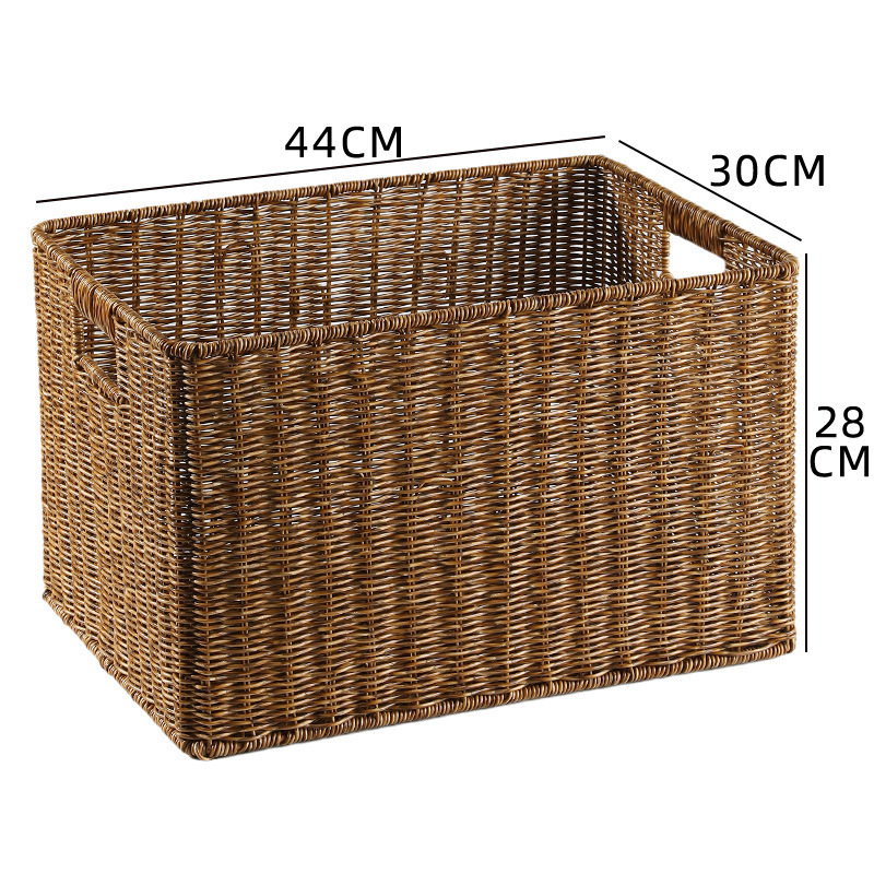 Cesta de almacenamiento de tela de caña imitación ropa sucia juguetes bocadillos cesta de almacenamiento de artículos de bambú tejido casero sala de estar gabinete de televisión escritorio completo