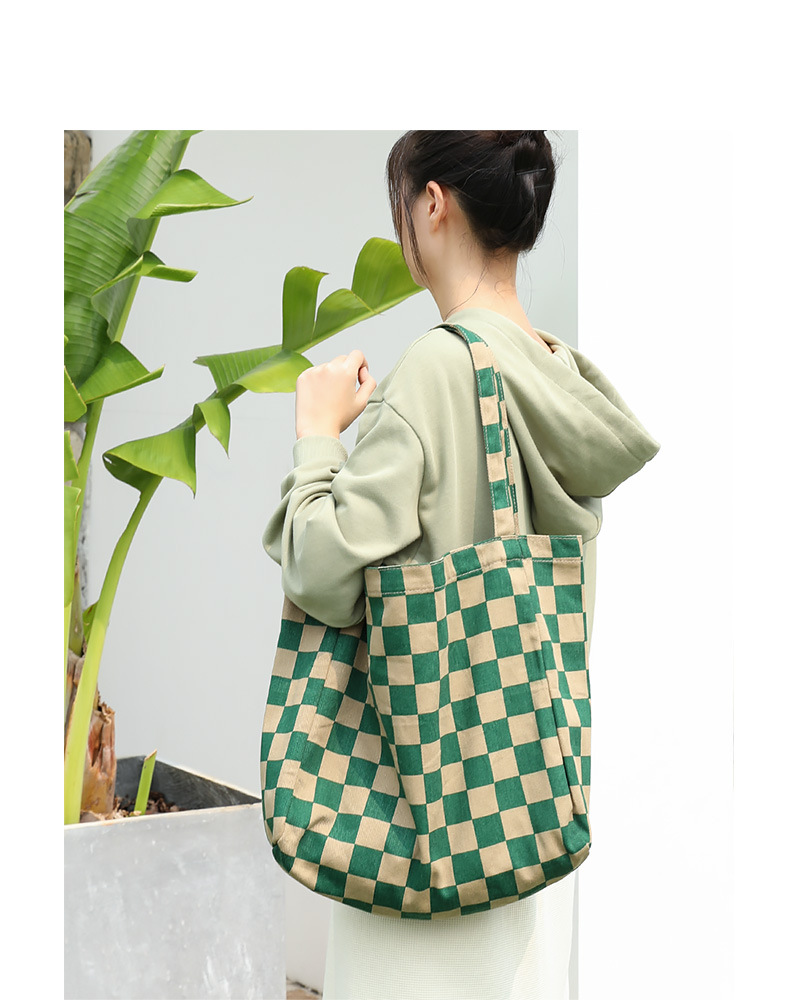 Women's Large Canvas Plaid Basic Classic Style Open Canvas Bag display picture 1