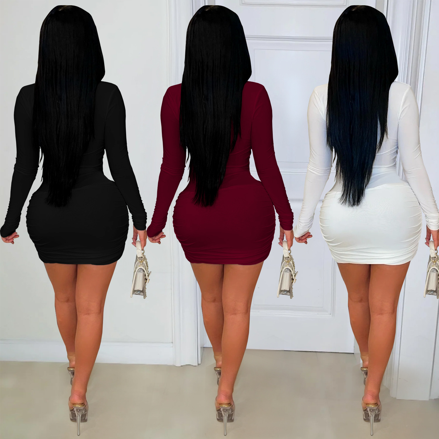 C7609 Aliexpress transfronterizo amazon ropa de moda europea y americana sexy profunda v vestido de acessorios en forma de serpiente image 3