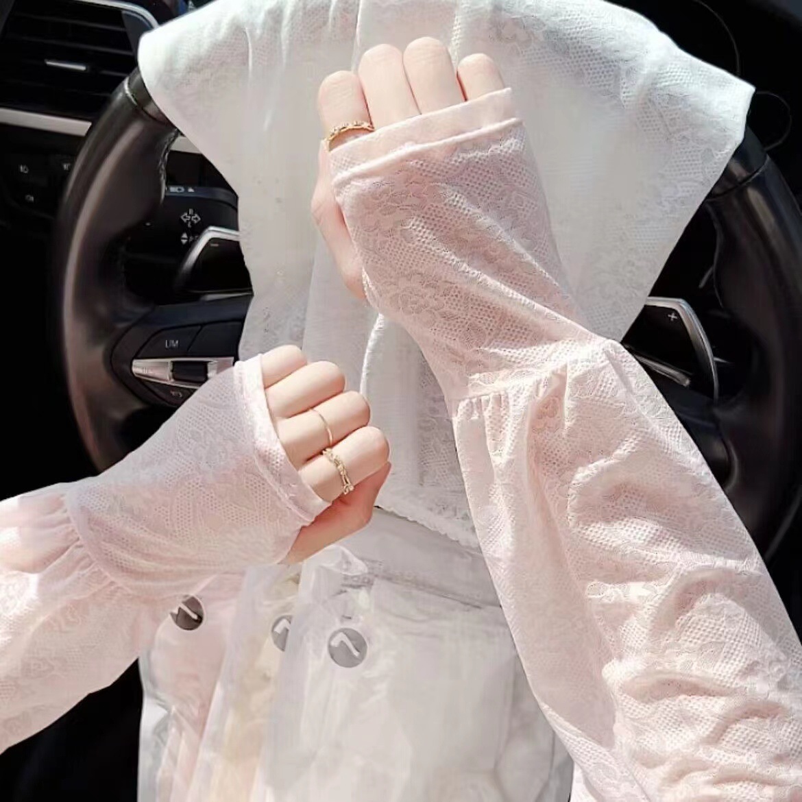 Verano de encaje suave de hadas protección solar delgada manga de hielo al aire libre protección solar manga suelta para mujeres manga de hielo