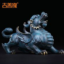 铜霸王貔貅摆件一对大号招财手工铜皮休居家办公开业乔迁送礼自用