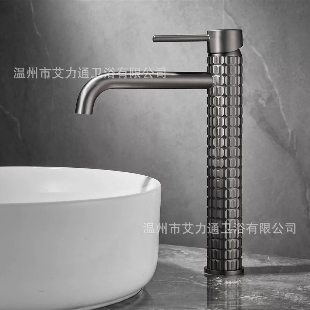 Grifo Antisalpicaduras para Lavabo de Cobre Mezclador de Agua Fría y Caliente para Mueble de Baño image 3