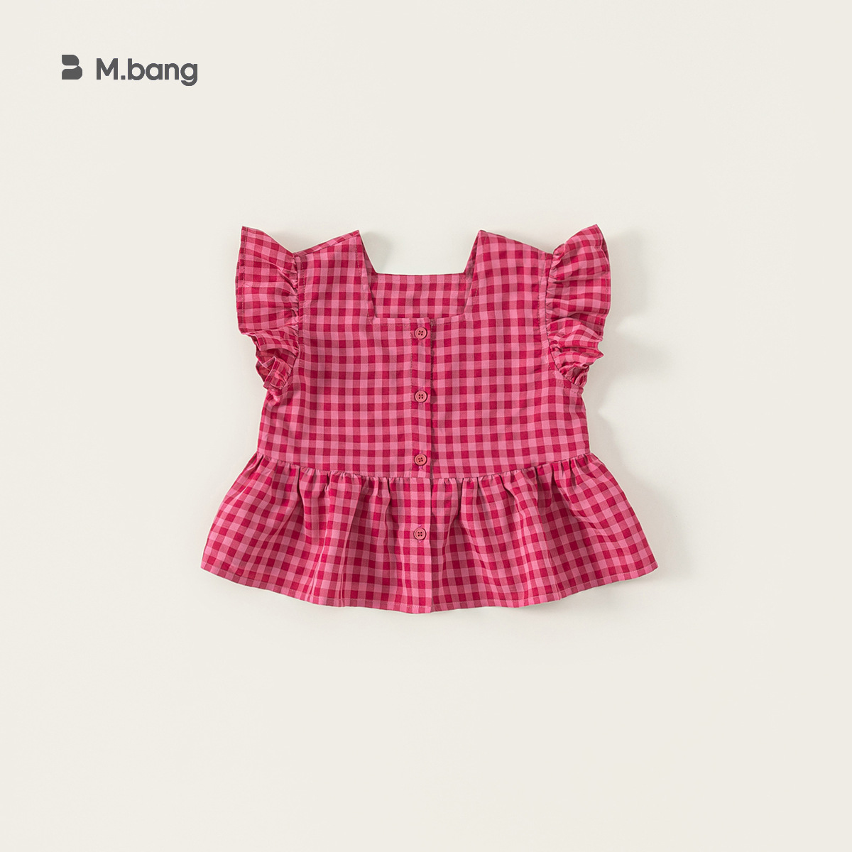 Youbao ropa para niños verano nuevo estilo coreano cuello cuadrado camisa de bebé blusa de encaje para niños niña pequeña camisa a cuadros con mangas voladoras