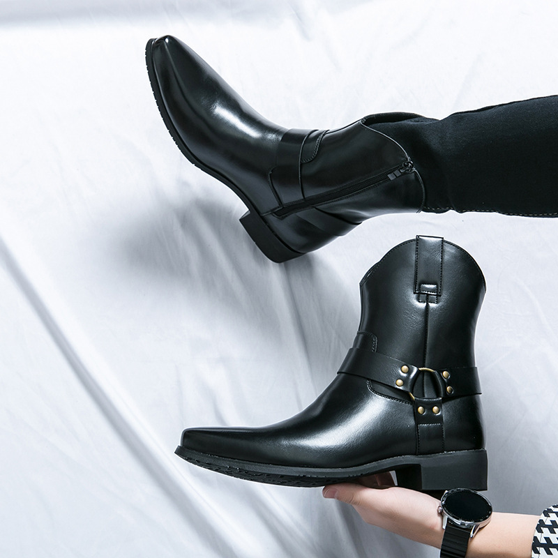 Cross-border plus size men's leather boots autumn and winter new high-top leather shoes fashion men's long martin boots British style leather shoes