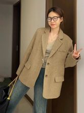 毛呢西装外套2024新款秋季短款小个子宽松韩版时尚羊毛呢子大衣女