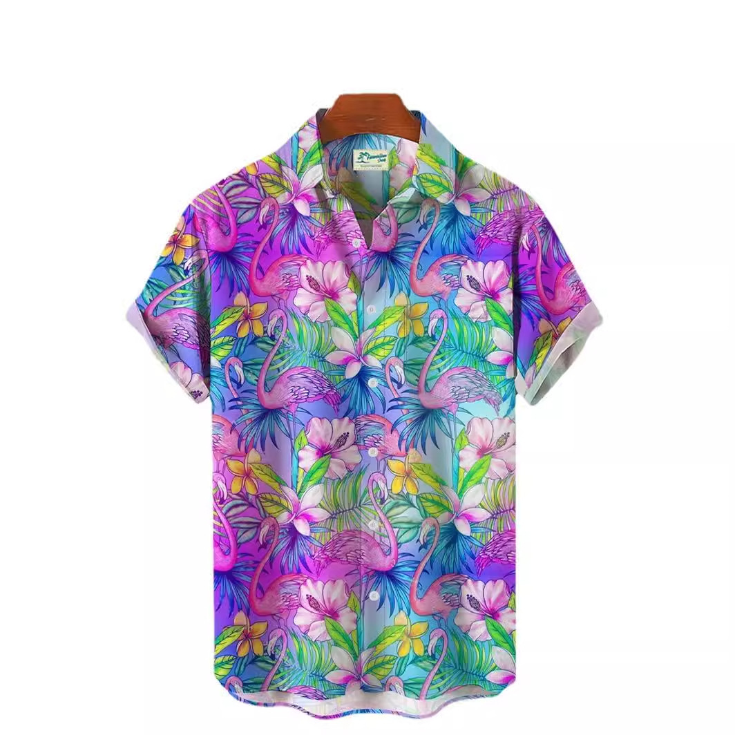2023 nueva moda verano casual impresión 3D camisa hawaiana vacaciones para hombres junto al mar fábrica transfronteriza al por mayor