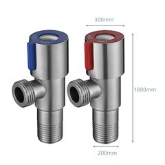 304 stainless steel corner valve with red and blue markings, cold and hot water in-wall thickener hot water heater water valve toilet switch water stop valve