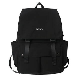 New schoolbag men's junior high school student schoolbag solid color ins flip large capacity computer backpack backpack women