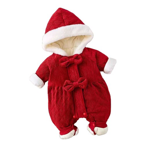 Infant Winter Outfit Thick Chinese Style One-piece Cotton Padded Warm Outing Birthday Fashion Girl Baby Hairy Coat