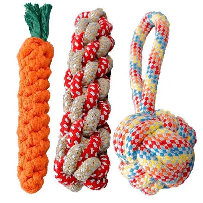 Pet dog dog toy grinding rope knot bite resistant corky woven rope knot toy frisbee suit pet toy wholesale
