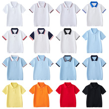 夏季男童短袖Polo衫大中小学生校服儿童白色翻领T恤女童毕业班服
