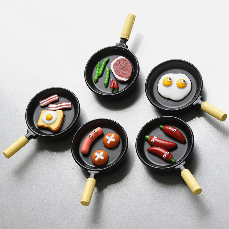 Creative Resin DIY Fridge Magnets with Rabbit and Duck Frying Pan Design Magnetic Stickers Magnetic Attraction Cultural and Creative Products
