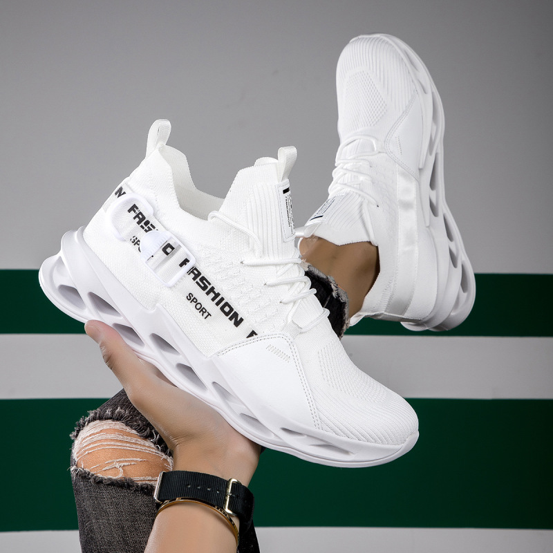 Cross-Border Men's Sports Shoes, Large Size Sports Style Casual Shoes, Fly-Knit Hollow Running Shoes, Men's Shoes, Men's Running Shoes, Breathable and Comfortable
