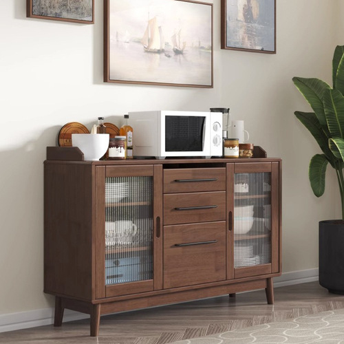 Nordic solid wood sideboard high cabinet modern simple tea cabinet wall-mounted home living room multi-functional storage storage cabinet