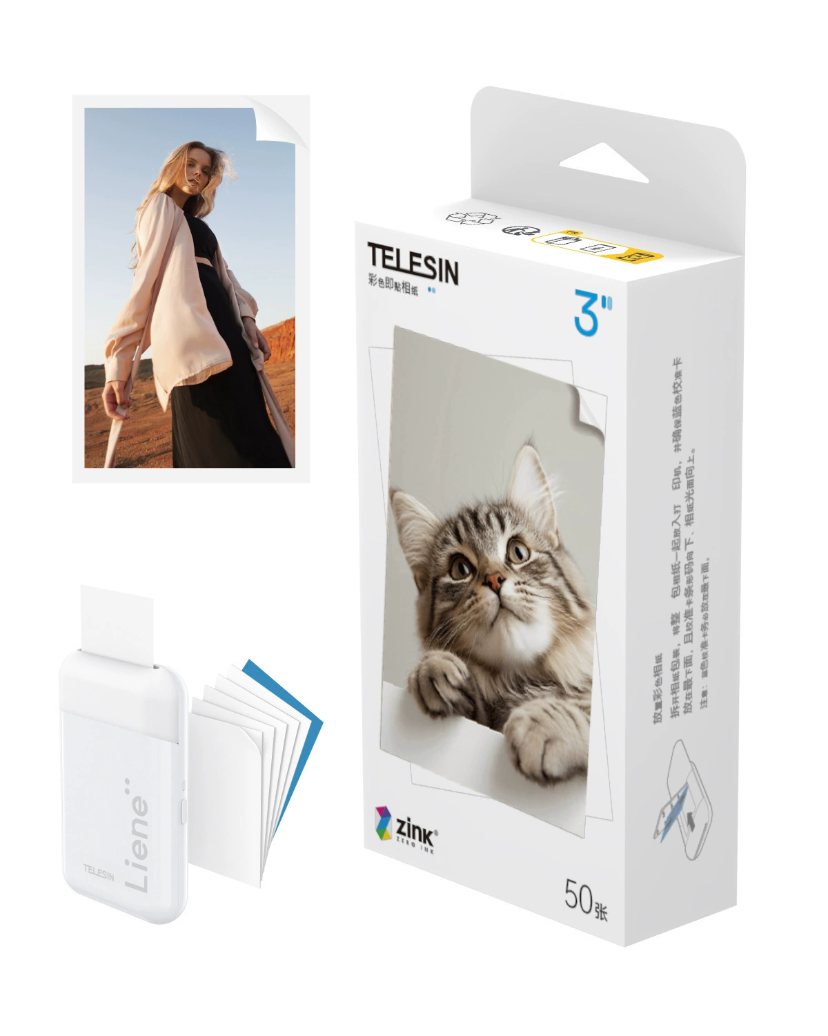 TELESIN карманный фотоаппарат, беспроводной принтер, Bluetooth