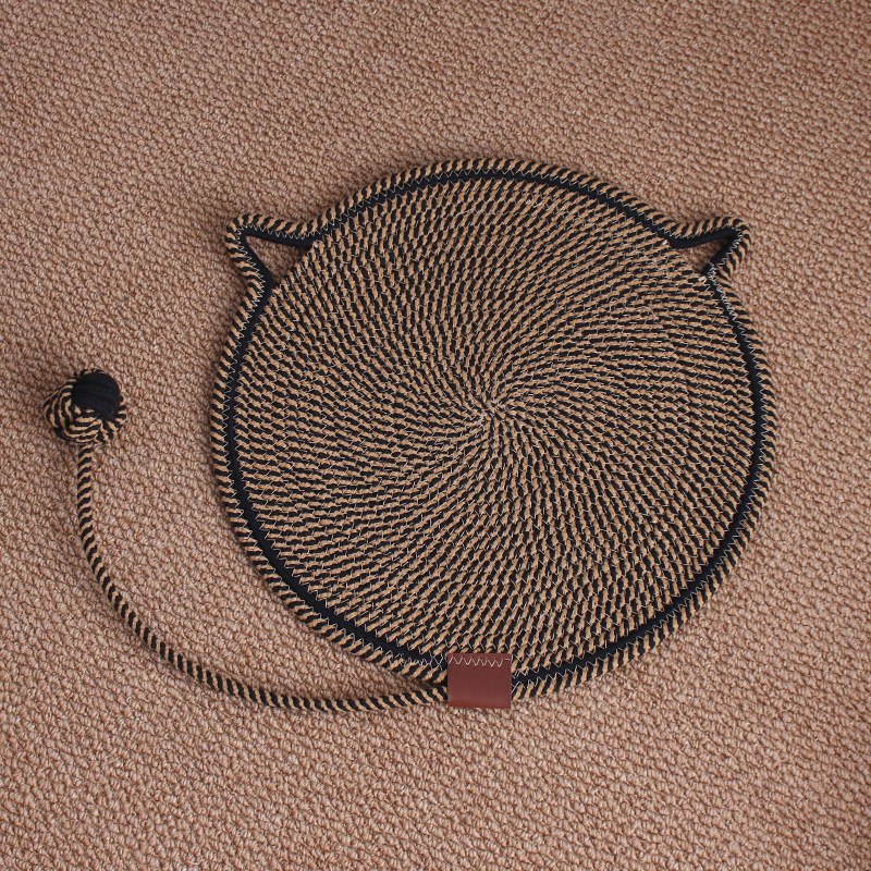 Cable de algodón para mascotas confortable para jugar y dormir en una sola estera de agarre para gatos resistente al desgaste, estera de algodón trenzado resistente al desgaste