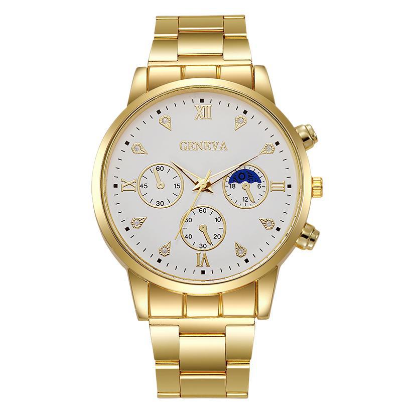 Nuevo estilo transfronterizo Ginebra para hombres, cinturón de acero de negocios, cinturón de ocio, reloj deportivo de cuarzo, reloj para hombres, reloj para hombres, venta al por mayor