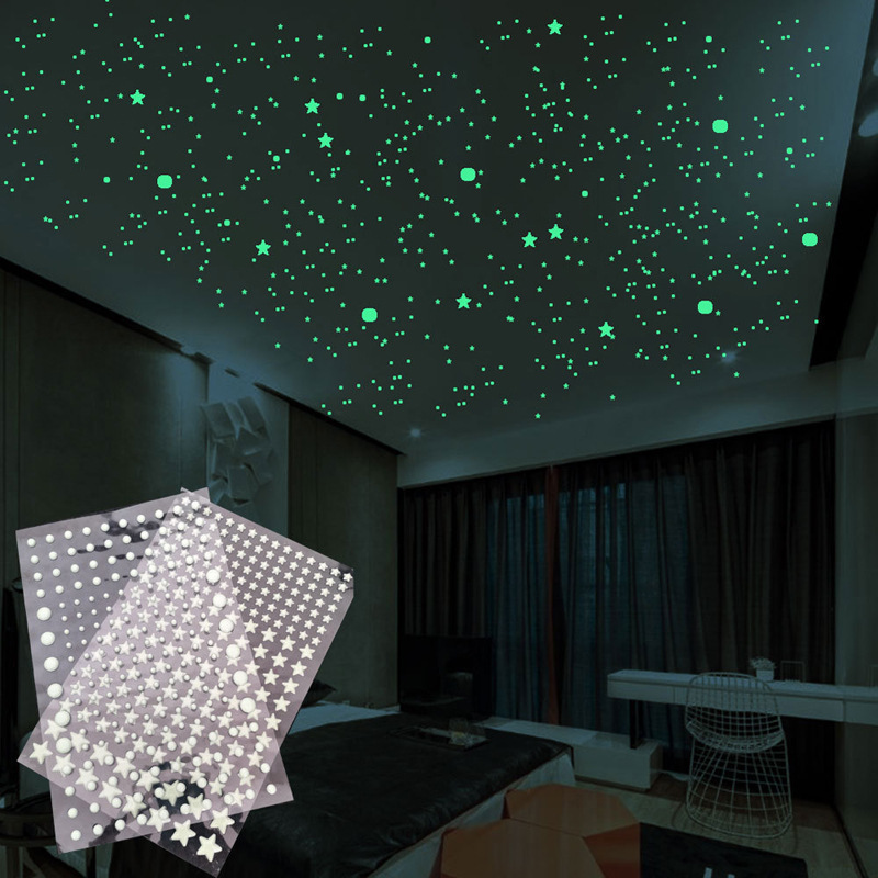 Luminous Five-Pointed Star Stereo Wall Stickers Bubble Cotton Luminous Stickers Decorative Bedroom Kidsren's Room Stickers Fluorescent Dot Stickers