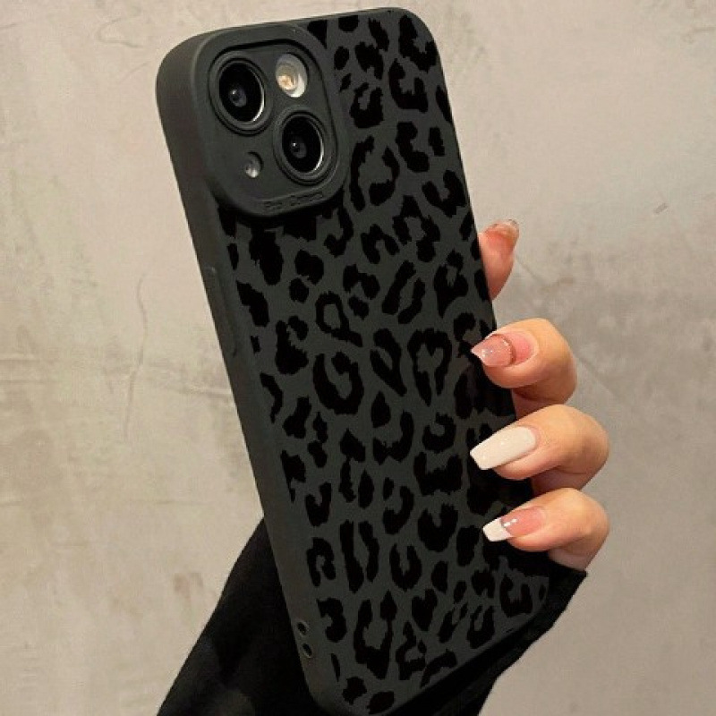 For Apple 16promax creative personality leopard print mobile phone case silicone 15 soft case 14 anti-fall 13 new 12 small