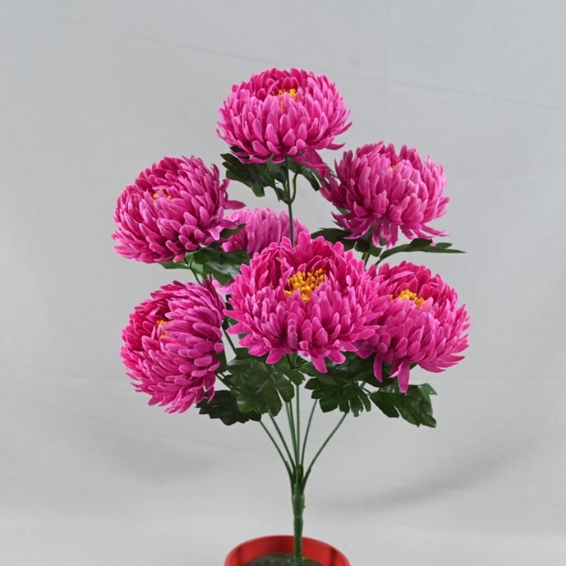 Flores artificiales de estilo europeo, crisantemo de 7 cabezas con forma de garra de dragón, decoración de bodas, arreglos florales, decoración de ventanas, ramo de flores artificiales decorativas