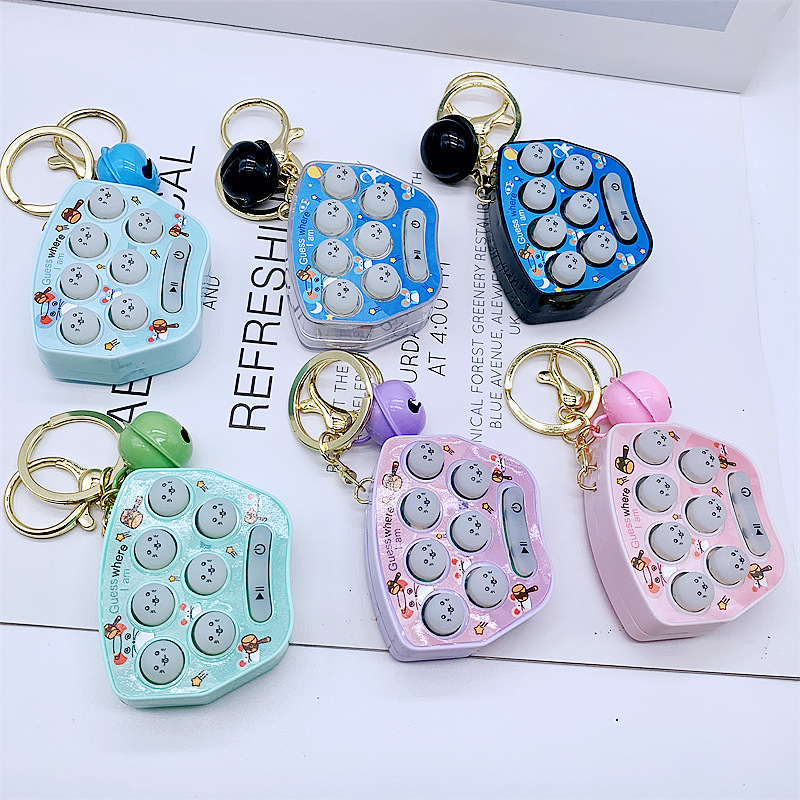Fun mini handheld Gopher toy game machine keychain cute cartoon creative function gift ornaments