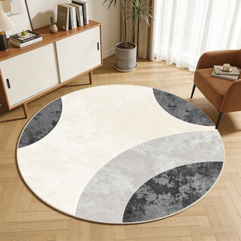 Modern Minimalist Round Carpet, Stain-Resistant, Suitable for Living Room, Study, Bedroom, Bedside Rug, Home Use, Wabi-Sabi Style, Striped Swivel Chair Floor Mat Modern Minimalist Round Carpet, Stain-Resistant, Suitable for Living Room, Study, Bedroom, Bedside Rug, Home Use, Wabi-Sabi Style, Striped Swivel Chair Floor Mat