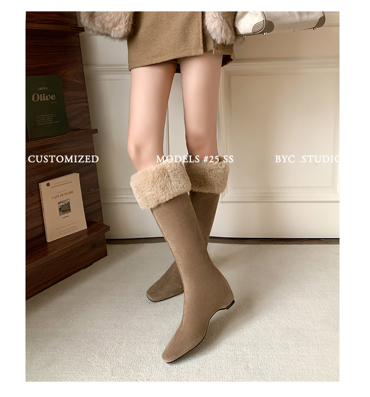 Boot tuyết nữ cổ cao lót lông cừu đế dày màu nâu — màu nâu chi tiết 10
