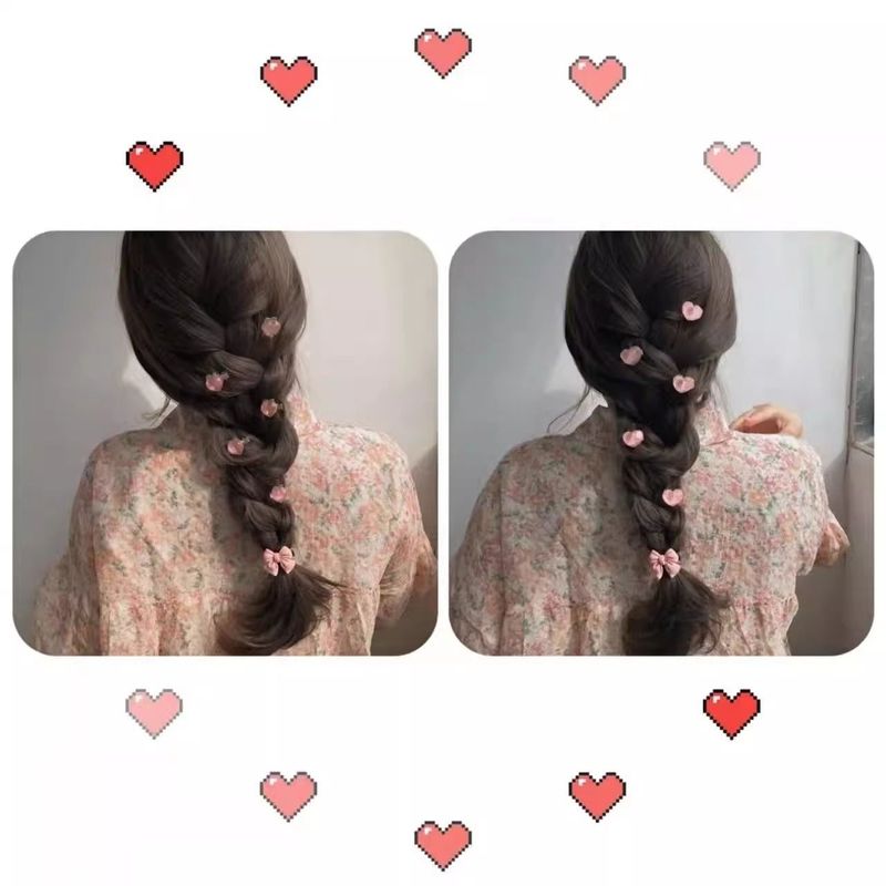 春の新鮮でかわいいピーチヘアピンインかわいい甘いリボンガールサイドクリップローズフラワークリップ|undefined
