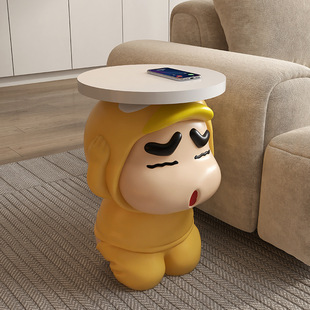 Living Room Floor-Standing Crayon Shin-Chan Doraemon Side Table Resin Decorative Ornaments Movable Round Table Moving Housewarming Gift