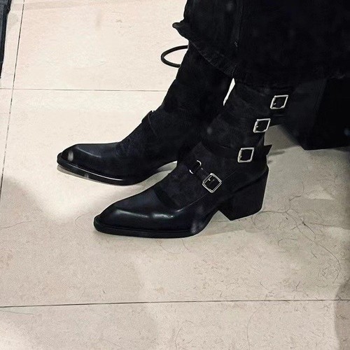 [Youshilei] Roman-Style Buckle Pointed-Toe Mid-Calf Cool Boots for Women | Summer Style Cutout Design with Leather Belt Buckle Single-Layer Shoes