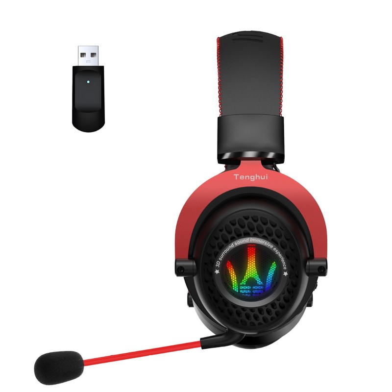 2.4Gワイヤレス+Bluetooth+仮想7.1 3モードヘッドマウントコンピュータゲームヘッドセットRGB eスポーツヘッドセット|undefined
