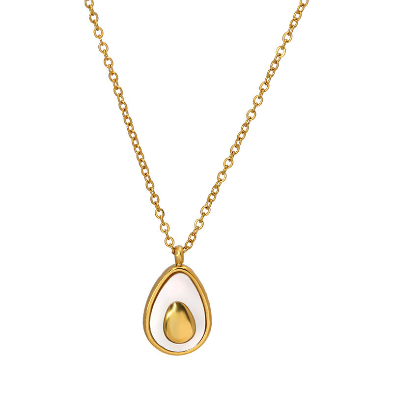 PVD Coated Real Gold Plated 18K Gold Avocado 304 Stainless Steel Simple Style Commute Waterproof Non Tarnish Earrings Necklace display picture 1