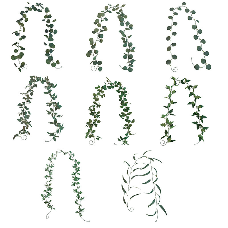 跨境直销 仿真牡丹叶子藤条 玫瑰叶藤藤蔓 婚庆装饰吊顶花叶花材
