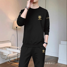 男士长袖运动休闲套装男潮流青年圆领秋季两件套百搭春秋季男批发